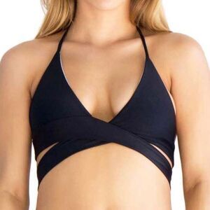 Nirvanic Swim Bikini Fai Wrap Top in Black (L)